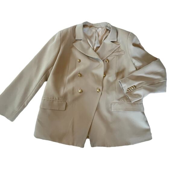 BLAZER COAT Womens XXL Khaki Stretch Double Breasted Classy Workwear - Picture 2 of 15